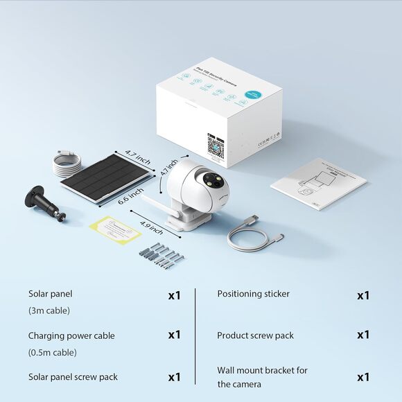 NWT ~ Solar Outdoor Wireless Security Camera 360 View Night Vision Instant Alert - Picture 7 of 7